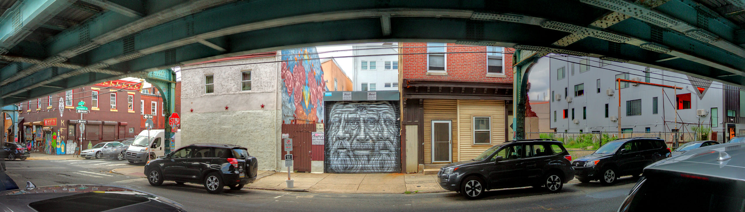 Street Art in Context Pyramid Oracle mural Under the "El" 1305 N Front St Philadelphia, PA Copyright 2020, Bob Bruhin. All rights reserved.